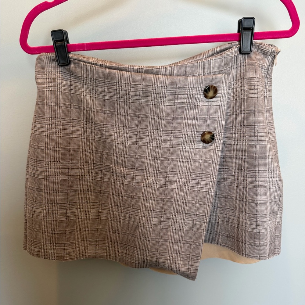 Zara Plaid Wrap Mini Skort - L